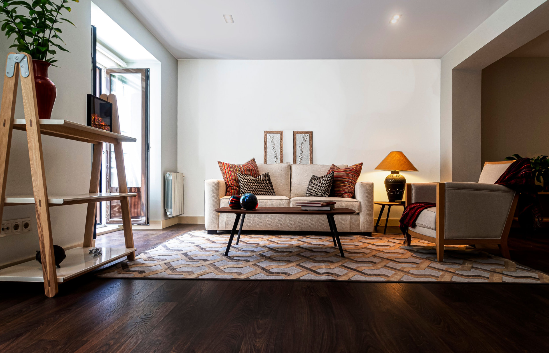 Restored wood furniture in a cozy living room
